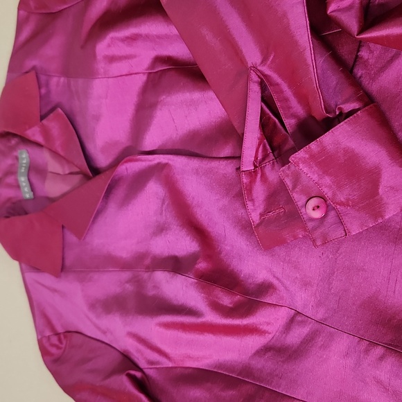 Kate Hill Vibrant Pink Satin Blazer/Shirt 100% Silk - Picture 3 of 9